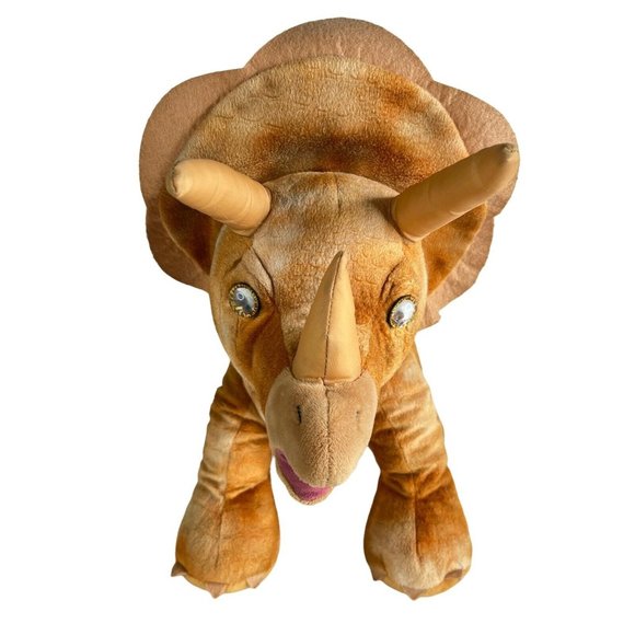 Build A Bear Triceratops Dinosaur 13” Tall Plush Brown Tan Stuffed Animal Toy - Picture 2 of 9